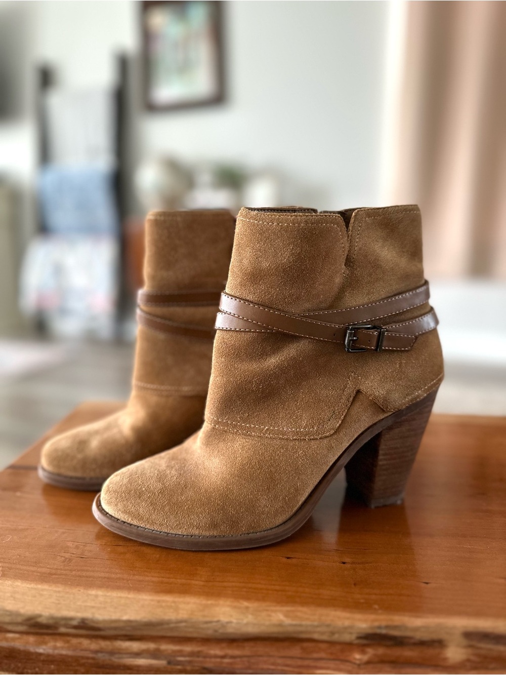 Jessica Simpson Suede Ankle Boots with Buckle Strap - Brown
